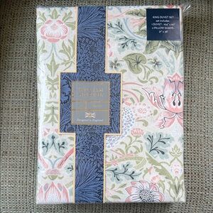 William Morris STRAWBERRY THIEF SUMMER Floral King Duvet Set Pink, Sage & Blue